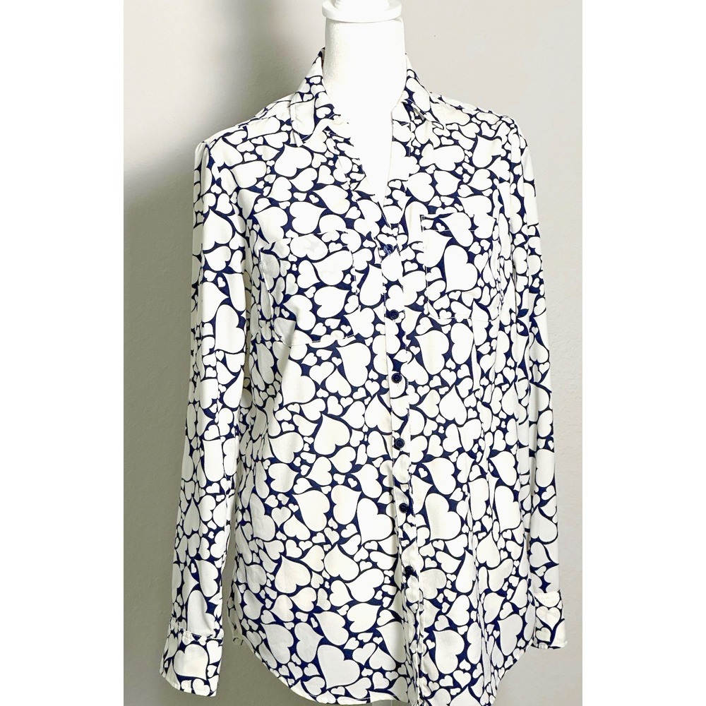 Talbots Nantucket Women's Blouse White/Ivory with Hearts Size (S)